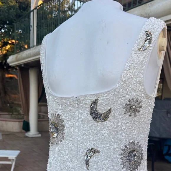 Show Me Your Mumu Let's Go Mini Dress in the White Celestial Sequins - Picture 11 of 11